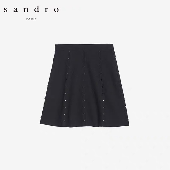 Sandro knit skirt black size 1 - Picture 2 of 11